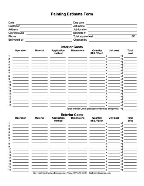 Free Take Off Sheet Template Excel