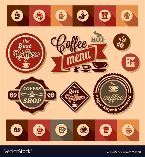 Coffee design stickers Royalty Free Vector Image