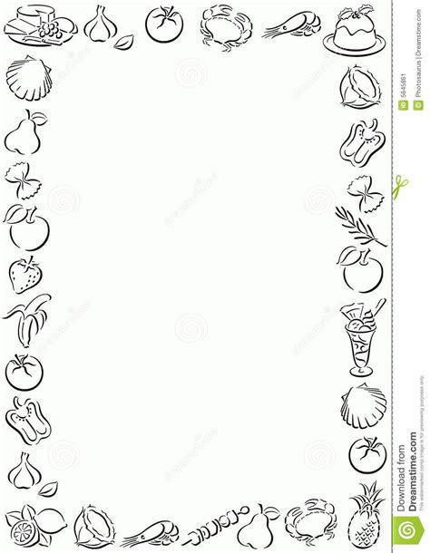 Food Border Illustration - Black Food Symbols on White Background