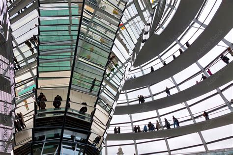 Interiors of the Reichstag Dome. It is a glass dome constructed on the ...