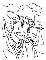 Coloring Page For Kids A Tobacco Pipe Smoking Cowboy Vector  sketch template