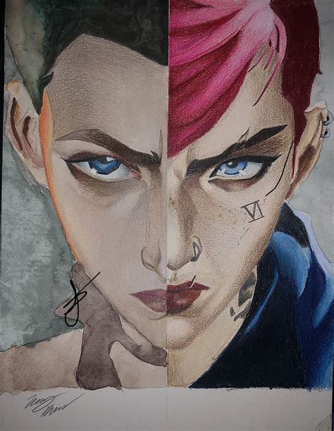 [no spoilers] Some fanart I did of Jinx and Vi! (watercolour and ...