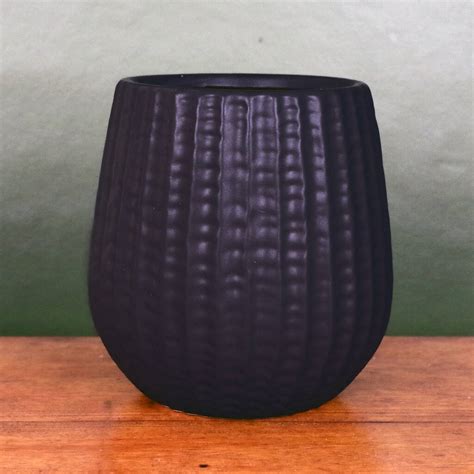 Black Ceramic Planter Plant Pot By Leaf Design UK