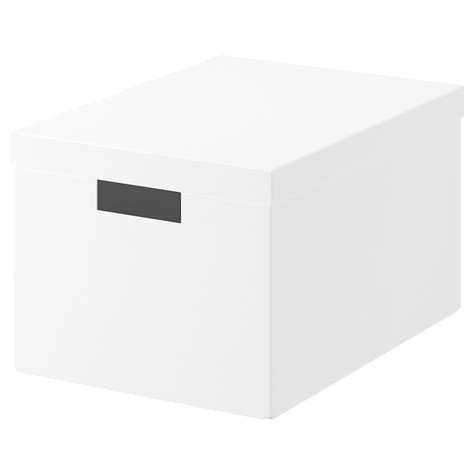 TJENA storage box with lid, white, 9 ¾x13 ¾x7 ¾" - IKEA