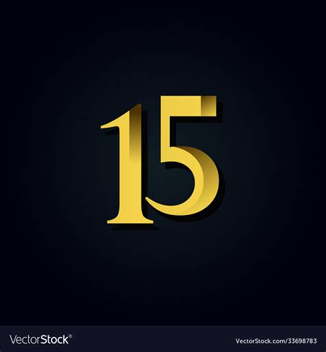 15 years anniversary gold number template design Vector Image