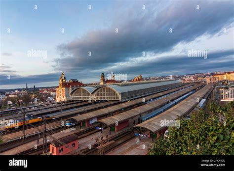 Praha, railway main station Praha hlavni nadrazi, trains in Prague ...