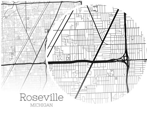 Roseville Map INSTANT DOWNLOAD Roseville Michigan City Map | Etsy