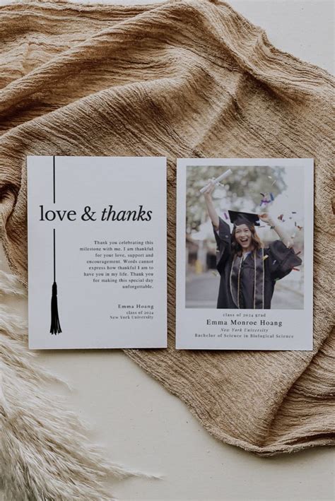 Graduation Thank You Card, Graduation Thank You Template, Modern Printable Thank You Notes ...