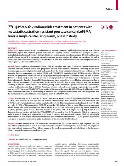 (PDF) Lutetium-177 PSMA617 theranostics in metastatic castrate ...