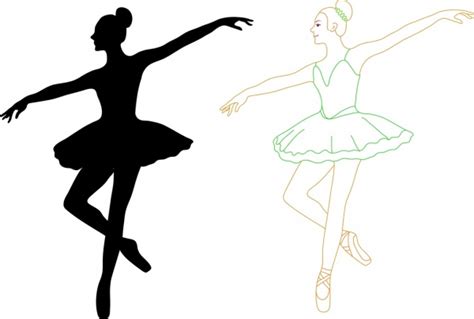 Female ballet dancers outline silhouette colored style decoration Free ...