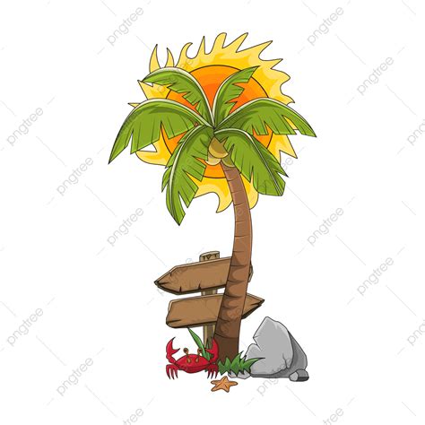 Beach Scenery Vector Hd Images, Beach Scenery Atmosphere Cartoon Vector ...