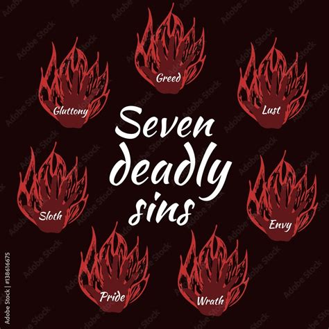 Seven deadly sins. Bible. Vector illustration Stock Vector | Adobe Stock