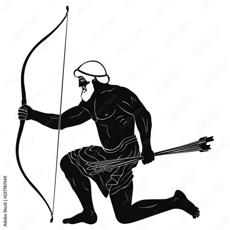 The hero of the ancient Greek myths Odysseus. Warrior with a weapon isolated on a white ...