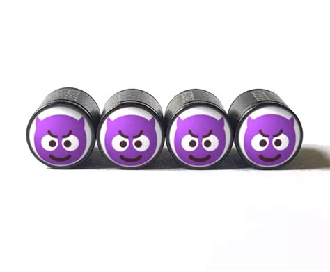 PURPLE DEVIL EMOJI Tire Valve Stem Caps - Black Aluminum - Set of Four ...