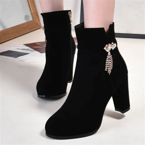 Womens Leather Comfortable Ankle Boots Platform High Heel Booties for ...