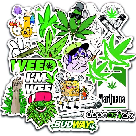 Buy Weed Stickers for Adults 20pcs - Supreme Sticker Packs for Adults - 100% Vinyl Marijuana ...