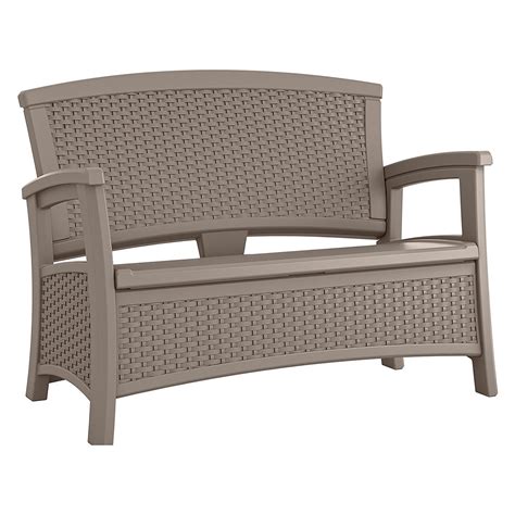 Suncast Elements Resin Wicker Bench with Storage, Brown - Walmart.com