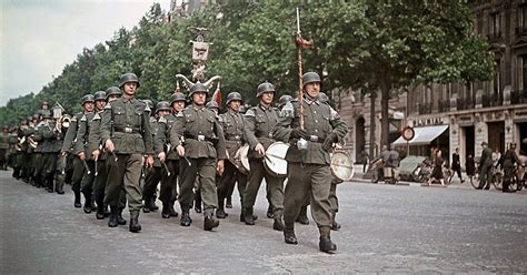 World War II in Color: Wehrmacht Soldiers Marching along the Parade ...