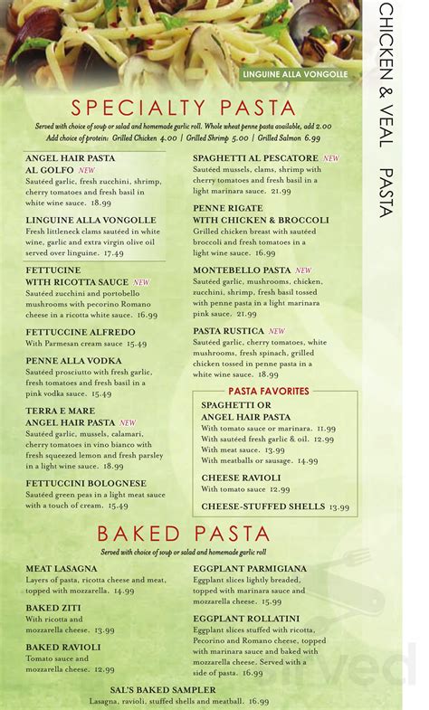 Sal's Italian Ristorante menu in Delray Beach, Florida, USA