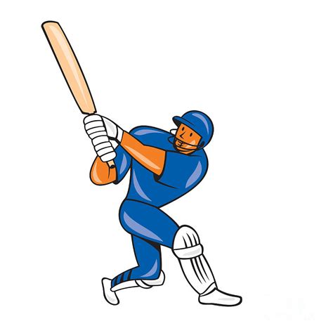 India Cricket Player Batsman Batting Cartoon Digital Art by Aloysius ...