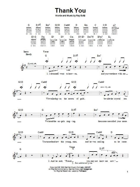 Ray Boltz Thank You Sheet Music Notes, Chords