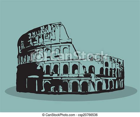 Colosseum in rome black silhouette vector illustration. | CanStock