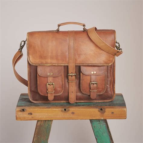 Personalised Large Vintage Style Leather Satchel By Paper High | notonthehighstreet.com