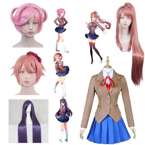 Cosplay costume Game DDLC Doki Doki Literature Club Natsuki Wig Monika ...