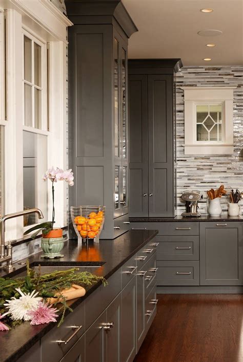 Black Kitchen Countertops, Dark Grey Kitchen Cabinets, Light Gray ...