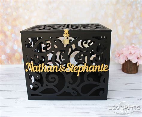 Personalized Wedding Card Money Box in Black&gold-wedding Card - Etsy