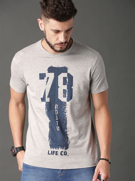 Buy Roadster Men Grey Melange Varsity Graphic T Shirt - Tshirts for Men 8938267 | Myntra ...