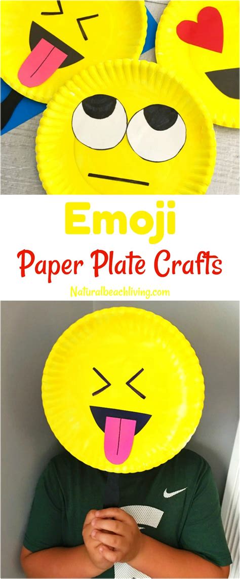 Super Cute Emoji Paper Plate Craft - Emoji Party Ideas - Natural Beach Living