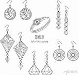 Jewelry earrings Rings Fashion Black And White Outline coloring • Wall  sketch template