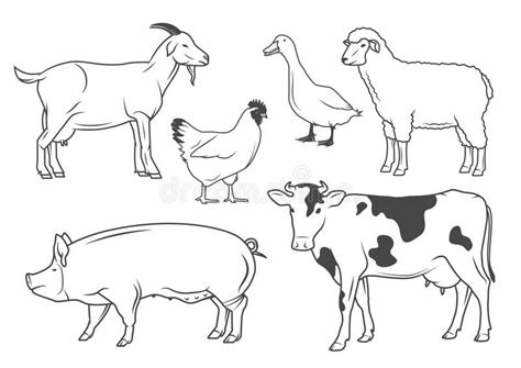Farm animals. Set of vector drawings of farm animals , #Ad, #Set, #animals, #Farm, #farm, # ...