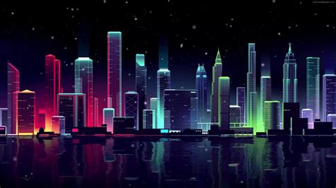 Neon Skyline Wallpaper 4K