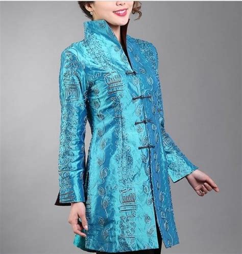 Charming Chinese Women's Silk Jacket Coat Blue Sz M L XL XXL XXXXL | eBay $35.99 | Denim coat ...