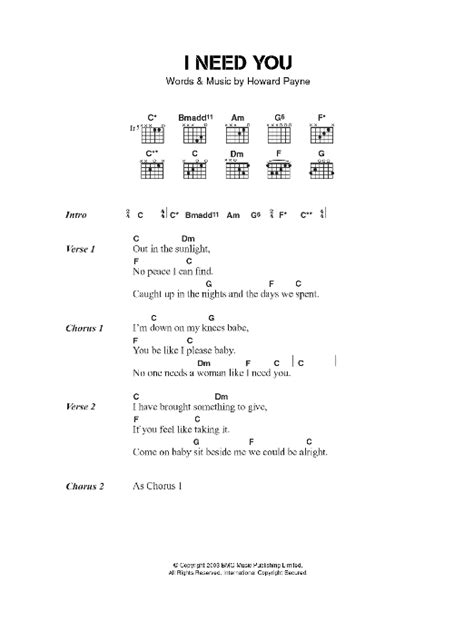 I Need You by The Stands - Guitar Chords/Lyrics - Guitar Instructor