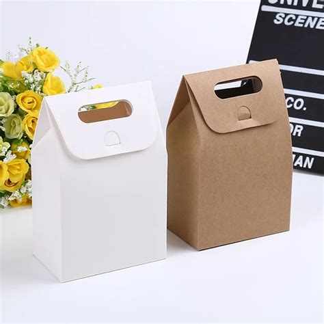 25/50pcs 10x6x15.3cm Kraft Paper Box Gift Packaging Box Presents Pouches Bag for Gift Sachet ...