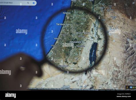 Gaza strip, Israel and Palestine on google maps Stock Photo - Alamy