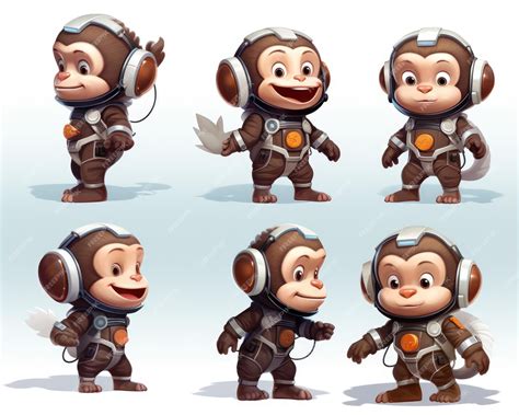 Premium Photo | 3D astronaut Monkey chimp in space suit sprites on white background