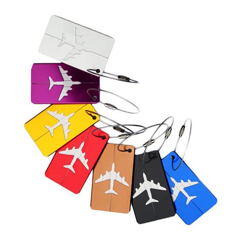 7pcs Luggage Tags suitcase Tags aluminum airplane pattern 7.5 * 4.4 cm.-in Travel Accessories ...