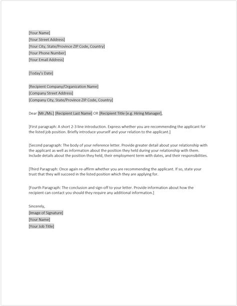 Reference Letter Template - Download Free Word Template