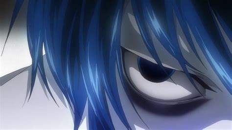 an anime character with blue hair and big eyes