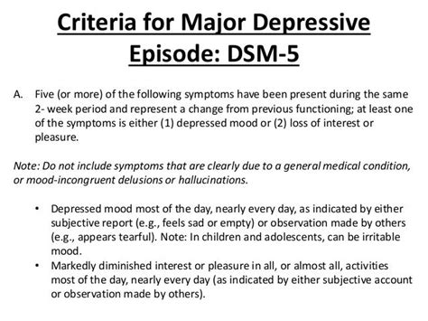 Major Depressive Disorder Diagnostic Criteria DSM 5