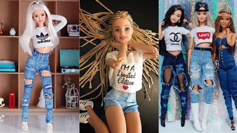 Cutest & Easy DIY Barbie Clothes ️ High Waisted Shorts, Jeans for ...