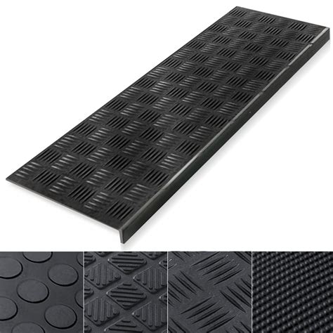 Indoor & Outdoor Bullnose Rubber Non-Slip Stair Treads, 26" x 10" - 0.3 ...