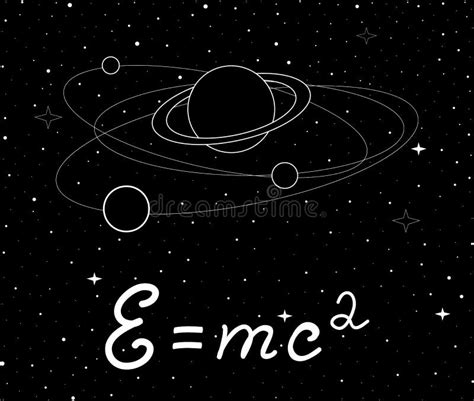 Vector Space Illustration With Physical Speed Of Light Formula And Planet With Satellites Stock ...