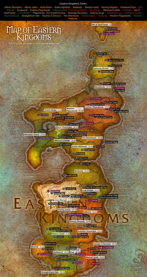 Eastern Kingdoms Map from World of Warcraft from wow.gamepressure.com ...