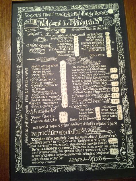 1970s London Restaurant Menu - Front Side Flanagan's Vintage Eclectic ...