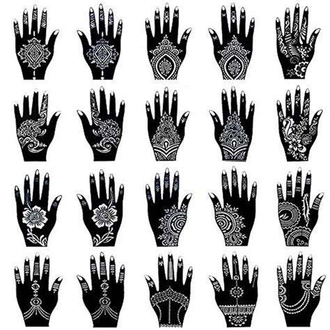 Buy XMASIR Henna Tattoo Stencil Kit/Temporary Tattoo Template Set of 20 ...